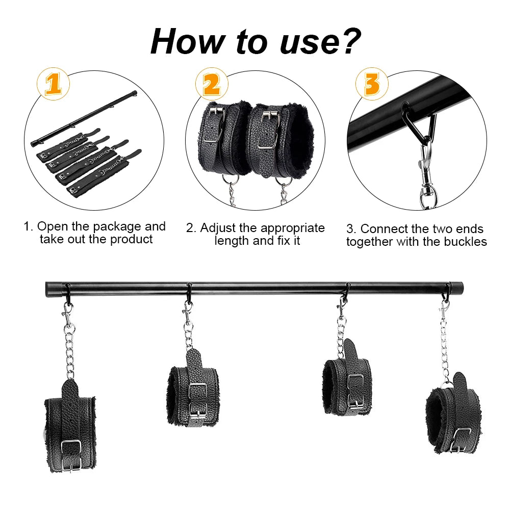 S&M Bed Bondage BDSM Bondage Kits Erotic Toy Restraint Set Sex Toys For Women Couple Binding Whip Anal Plug Handcuffs Adult Game EROCIT