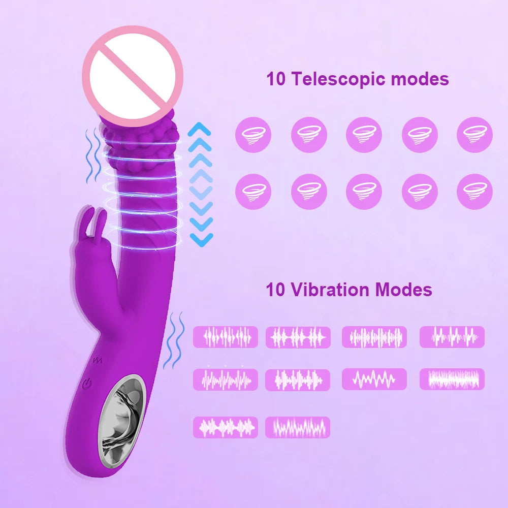 Powerful Rabbit Vibrator for Women G Spot Clitoris Stimulator Vagina Nipple Massage Dildo Masturbation Adults Sex Toy for Female EROCIT