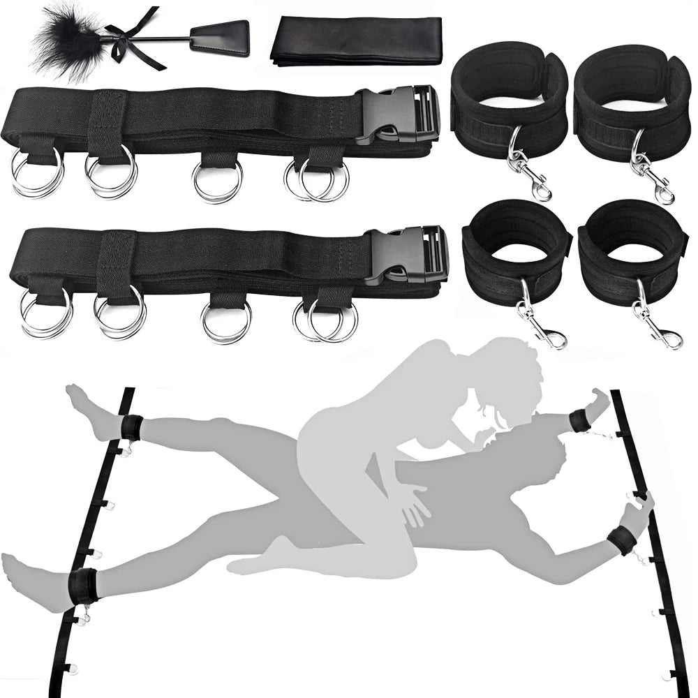 S&M Bed Bondage BDSM Bondage Kits Erotic Toy Restraint Set Sex Toys For Women Couple Binding Whip Anal Plug Handcuffs Adult Game EROCIT