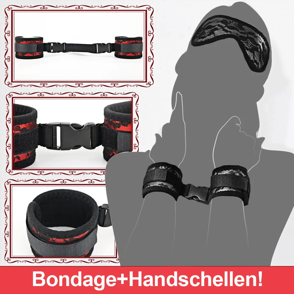 S&M Bed Bondage BDSM Bondage Kits Erotic Toy Restraint Set Sex Toys For Women Couple Binding Whip Anal Plug Handcuffs Adult Game EROCIT