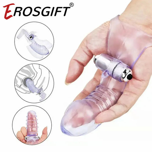 Finger Sleeve Vibrator G Spot Clit Massage Orgasm Massager penis Condom Stick Dildo Rabbit Vibrating Stick Sex Toy for Women EROCIT