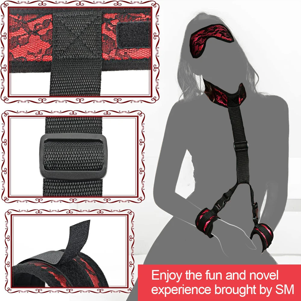 S&M Bed Bondage BDSM Bondage Kits Erotic Toy Restraint Set Sex Toys For Women Couple Binding Whip Anal Plug Handcuffs Adult Game EROCIT