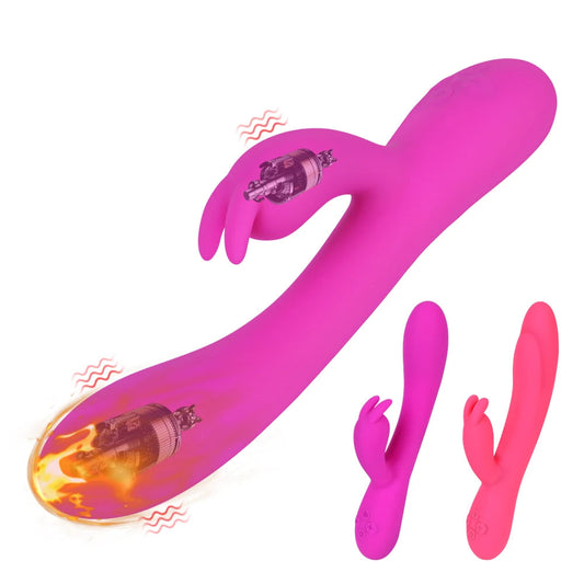 20cm Heated Dildo Rabbit Vibrator For Women Clitoris Nipple Stimulator Vaginal Anal Plug Sex Toys Female Masturbator Erotic Shop EROCIT