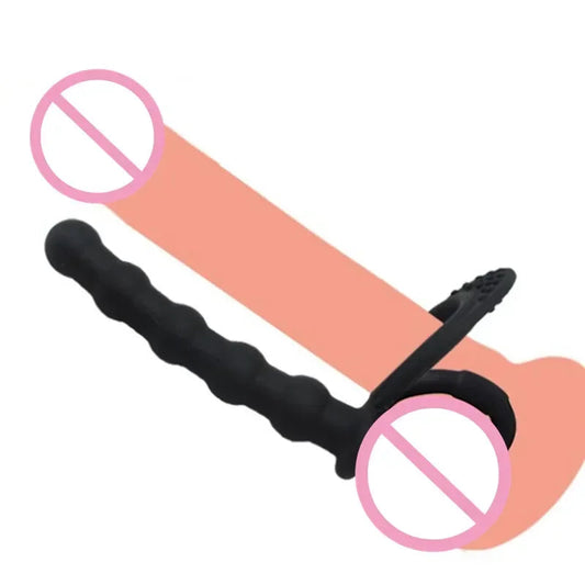 Double Penetration Dildo Penis Delayed Ejaculation Sex Toys For Couples Anal Beads Butt Plug Sex Ring G Spot Massager For Men EROCIT