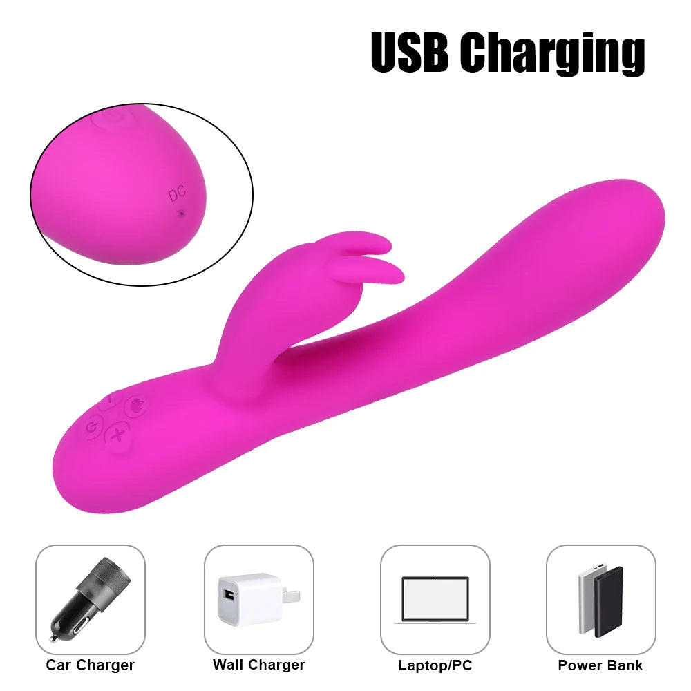 20cm Heated Dildo Rabbit Vibrator For Women Clitoris Nipple Stimulator Vaginal Anal Plug Sex Toys Female Masturbator Erotic Shop EROCIT