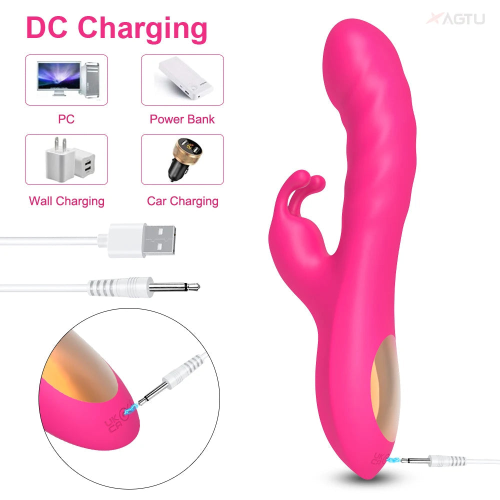 Rabbit Vibrator for Women Clitoris Stimulator Silicone G-spot Powerful 2 in 1 Dildo Female Masturbation Sex Toys Adult Goods EROCIT