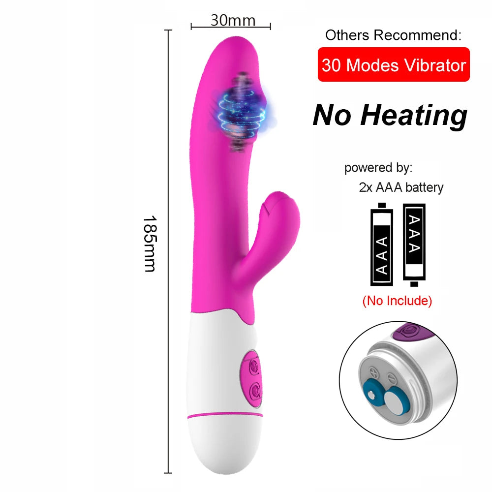 20cm Heated Dildo Rabbit Vibrator For Women Clitoris Nipple Stimulator Vaginal Anal Plug Sex Toys Female Masturbator Erotic Shop EROCIT