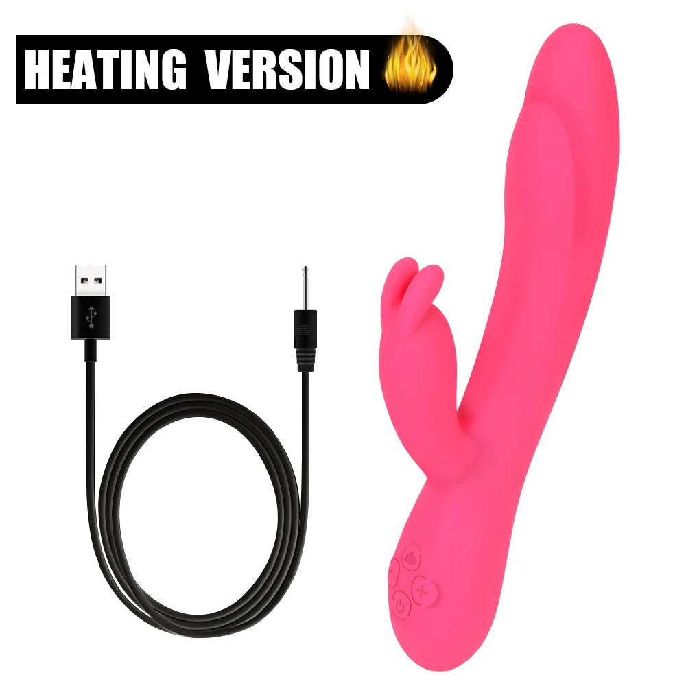 20cm Heated Dildo Rabbit Vibrator For Women Clitoris Nipple Stimulator Vaginal Anal Plug Sex Toys Female Masturbator Erotic Shop EROCIT