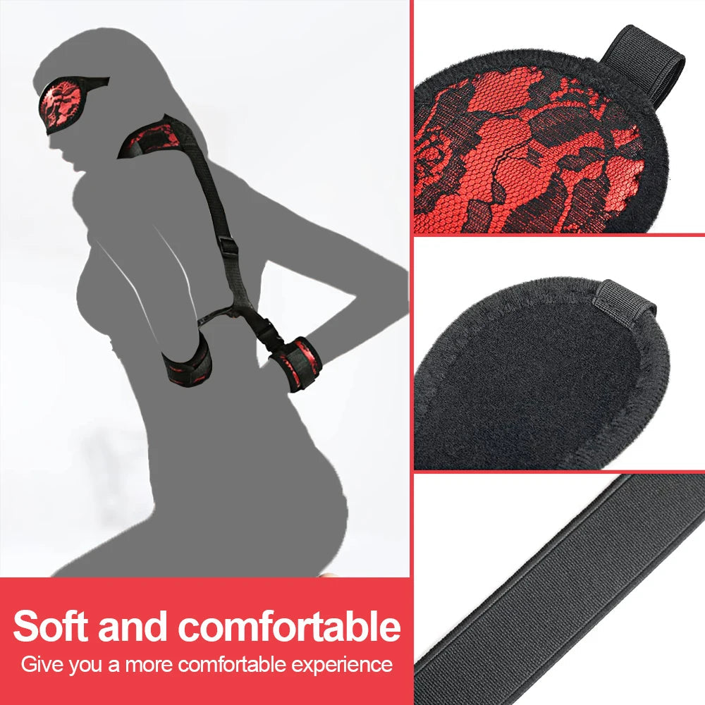 S&M Bed Bondage BDSM Bondage Kits Erotic Toy Restraint Set Sex Toys For Women Couple Binding Whip Anal Plug Handcuffs Adult Game EROCIT