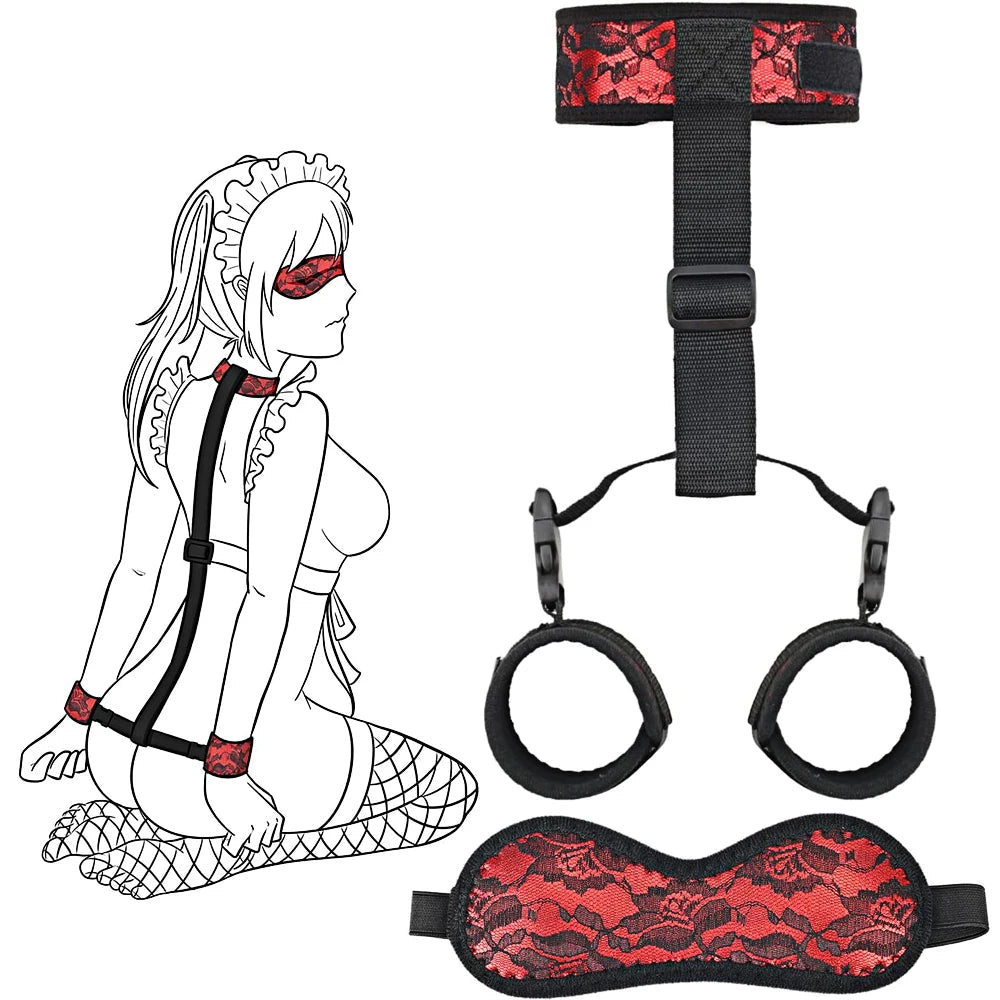 S&M Bed Bondage BDSM Bondage Kits Erotic Toy Restraint Set Sex Toys For Women Couple Binding Whip Anal Plug Handcuffs Adult Game EROCIT