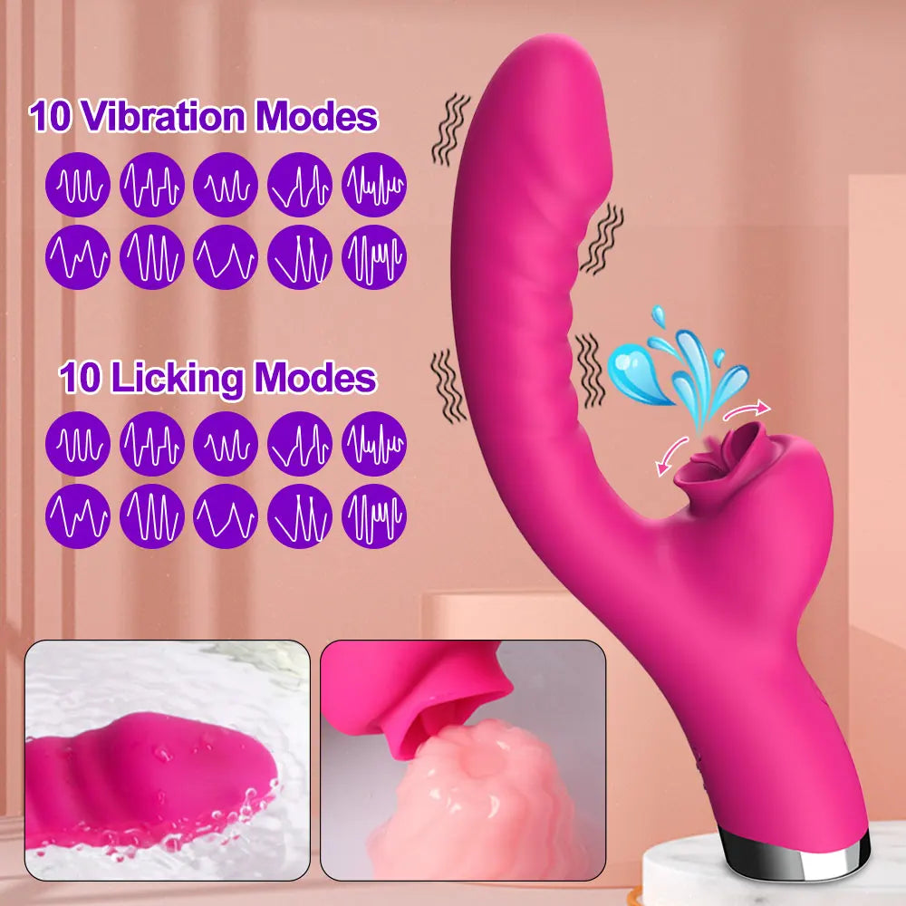 Tongue Licking Vibrator 2 In 1 Adult Women Sex Toys Dildos Vibrators Clitoris Stimulator With 20 Speeds Vibrators Sex Product EROCIT