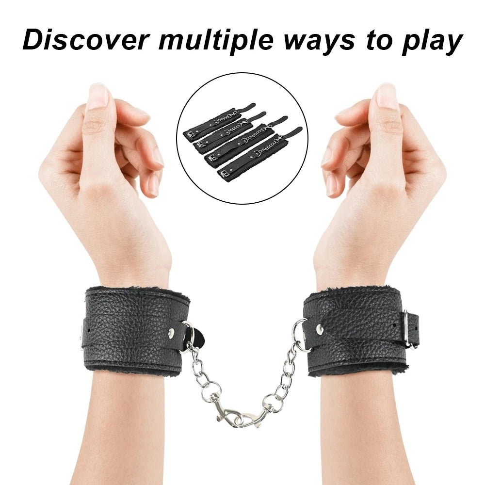 S&M Bed Bondage BDSM Bondage Kits Erotic Toy Restraint Set Sex Toys For Women Couple Binding Whip Anal Plug Handcuffs Adult Game EROCIT