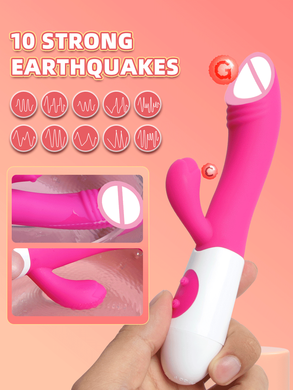 Rabbit Vibrator Dildo Powerful Dual Vibration G Spot Clitoris Stimulation Masturbators Vaginal Massager Adult For Women Sex Toys EROCIT
