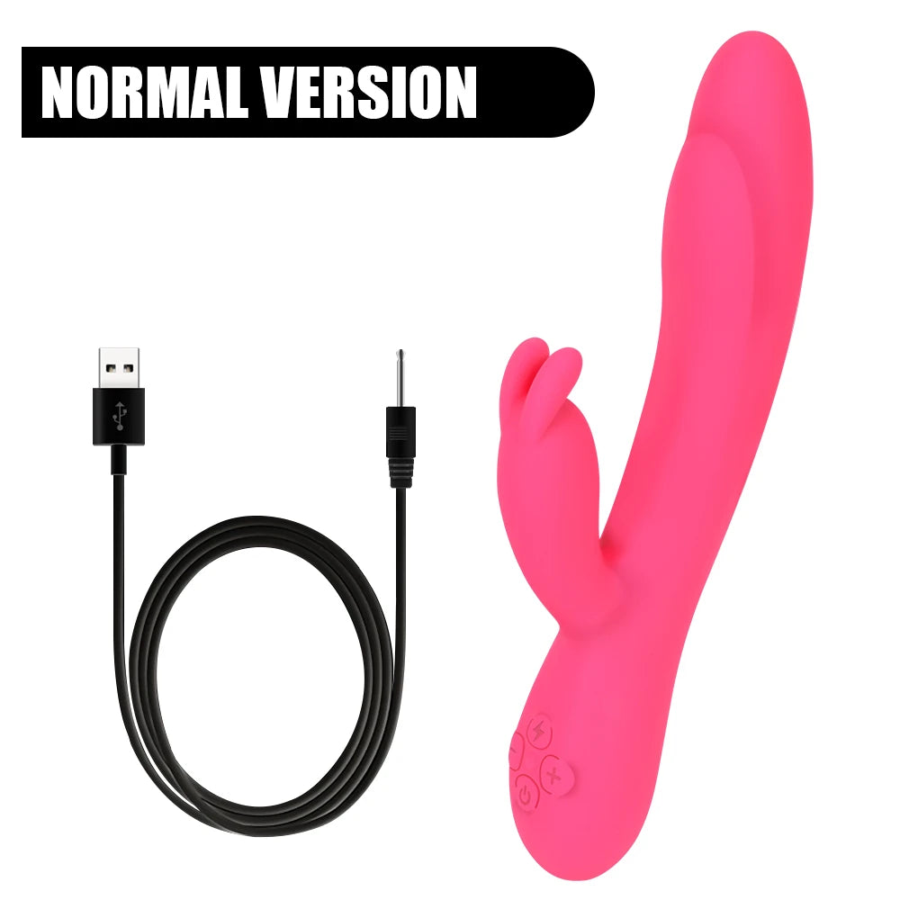 20cm Heated Dildo Rabbit Vibrator For Women Clitoris Nipple Stimulator Vaginal Anal Plug Sex Toys Female Masturbator Erotic Shop EROCIT