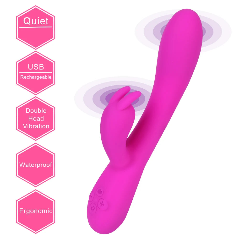 20cm Heated Dildo Rabbit Vibrator For Women Clitoris Nipple Stimulator Vaginal Anal Plug Sex Toys Female Masturbator Erotic Shop EROCIT