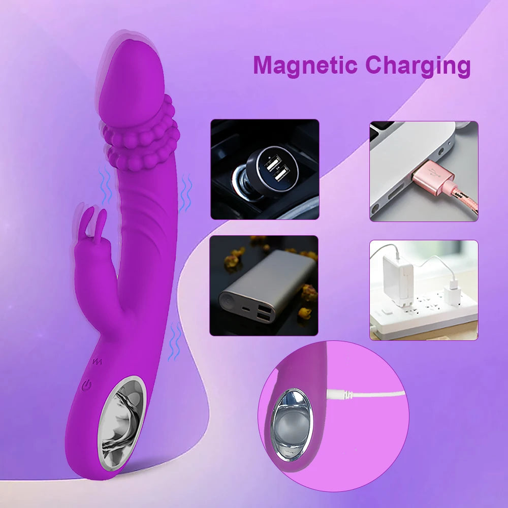 Powerful Rabbit Vibrator for Women G Spot Clitoris Stimulator Vagina Nipple Massage Dildo Masturbation Adults Sex Toy for Female EROCIT