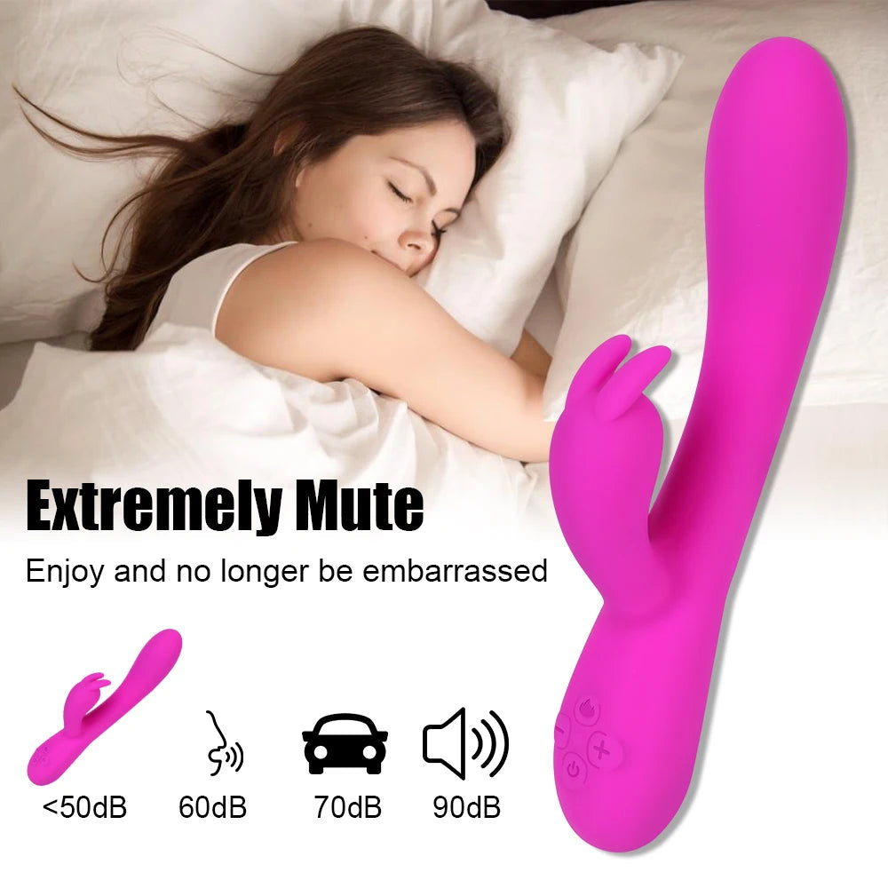 20cm Heated Dildo Rabbit Vibrator For Women Clitoris Nipple Stimulator Vaginal Anal Plug Sex Toys Female Masturbator Erotic Shop EROCIT