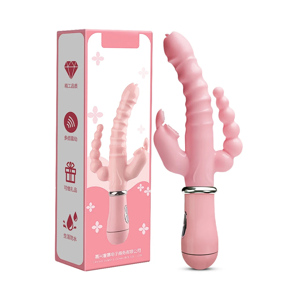3 In 1 Dildo Rabbit Vibrator Waterproof USB Magnetic Rechargeable Anal Clit Vibrator Sex Toys for Women Couples Sex Shop EROCIT
