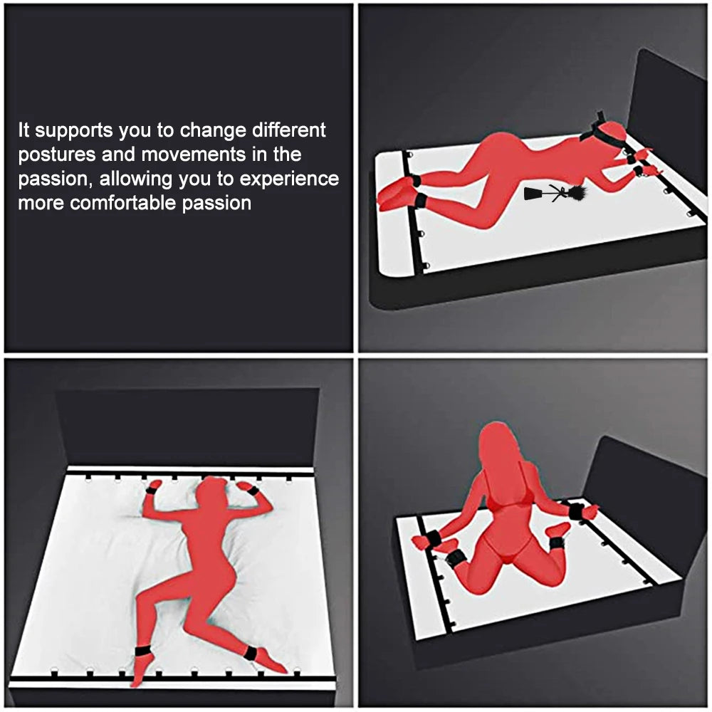 S&M Bed Bondage BDSM Bondage Kits Erotic Toy Restraint Set Sex Toys For Women Couple Binding Whip Anal Plug Handcuffs Adult Game EROCIT