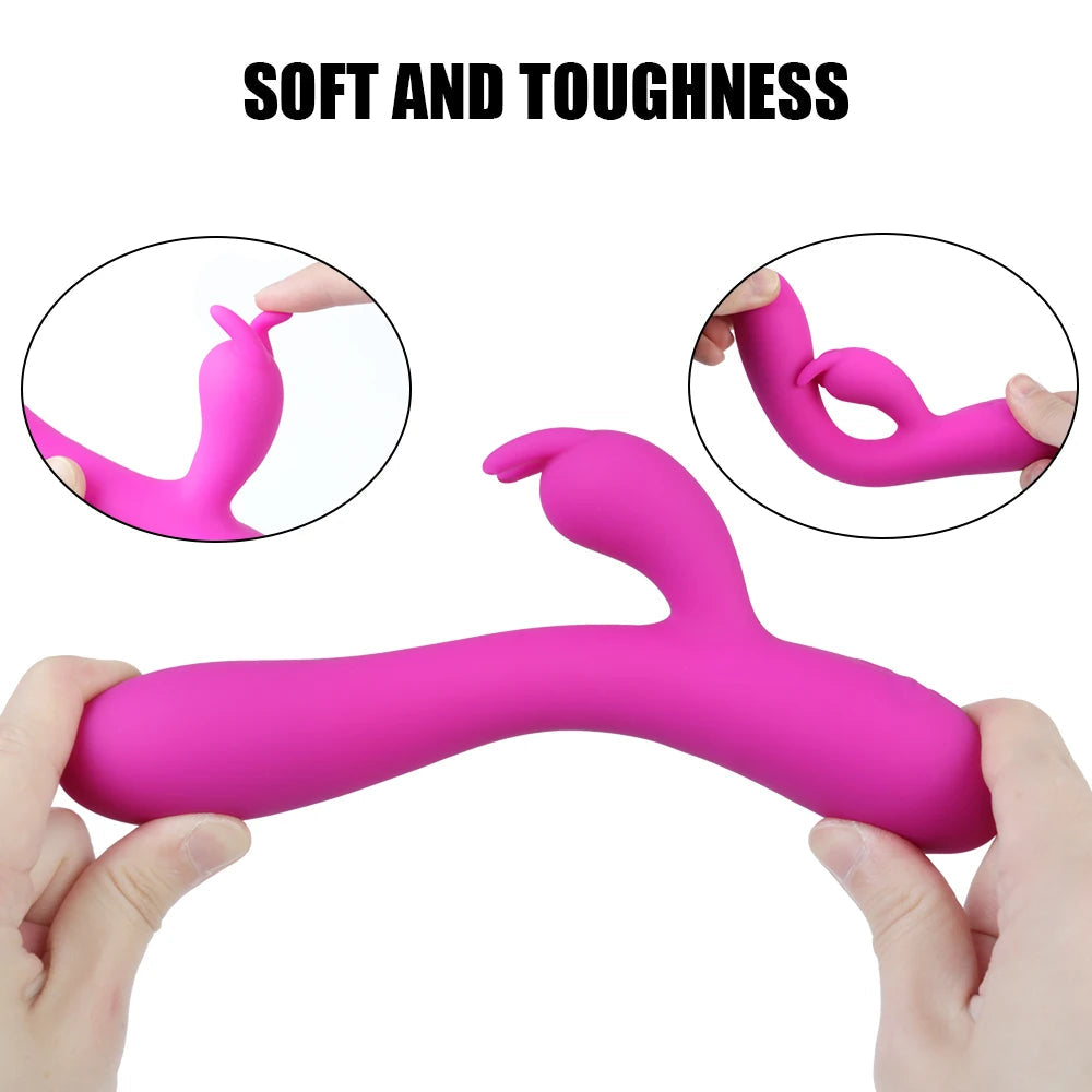 20cm Heated Dildo Rabbit Vibrator For Women Clitoris Nipple Stimulator Vaginal Anal Plug Sex Toys Female Masturbator Erotic Shop EROCIT