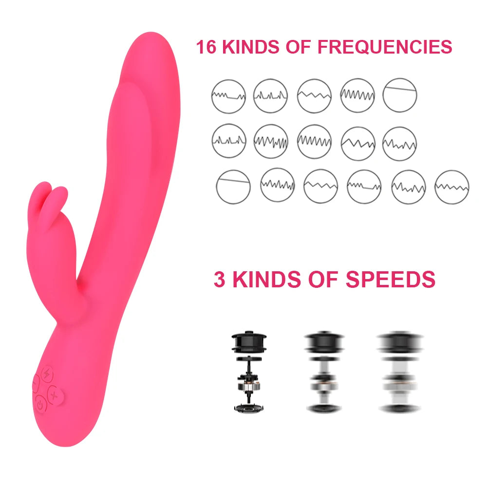 20cm Heated Dildo Rabbit Vibrator For Women Clitoris Nipple Stimulator Vaginal Anal Plug Sex Toys Female Masturbator Erotic Shop EROCIT