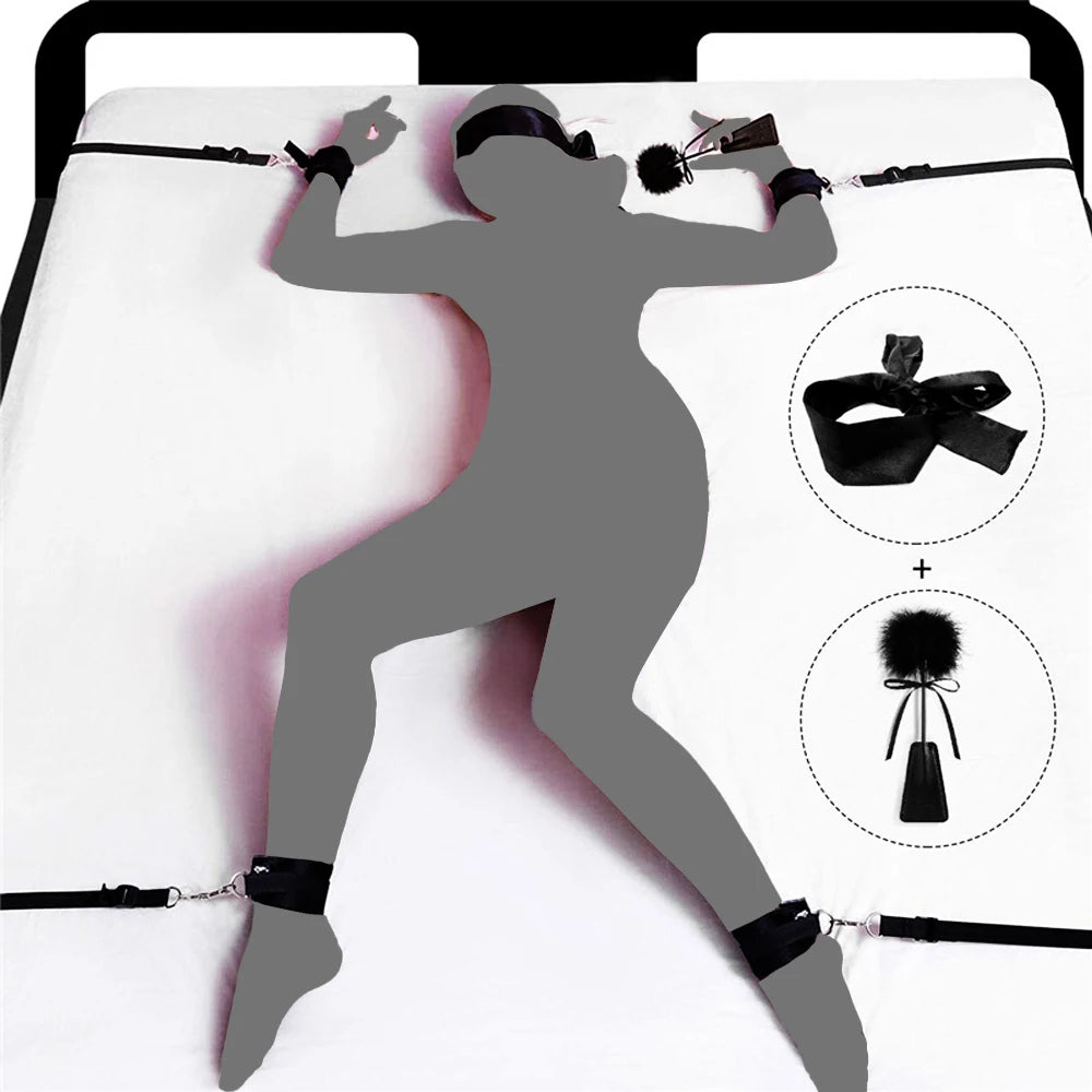S&M Bed Bondage BDSM Bondage Kits Erotic Toy Restraint Set Sex Toys For Women Couple Binding Whip Anal Plug Handcuffs Adult Game EROCIT